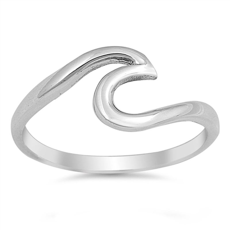 Sac Silver Wave Polished Cute Fashion Ring New .925 Sterling Silver Toe Band Size 9 - Image 4