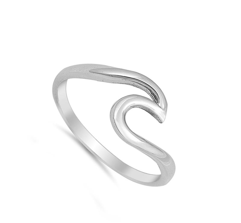 Sac Silver Wave Polished Cute Fashion Ring New .925 Sterling Silver Toe Band Size 9 - Image 2
