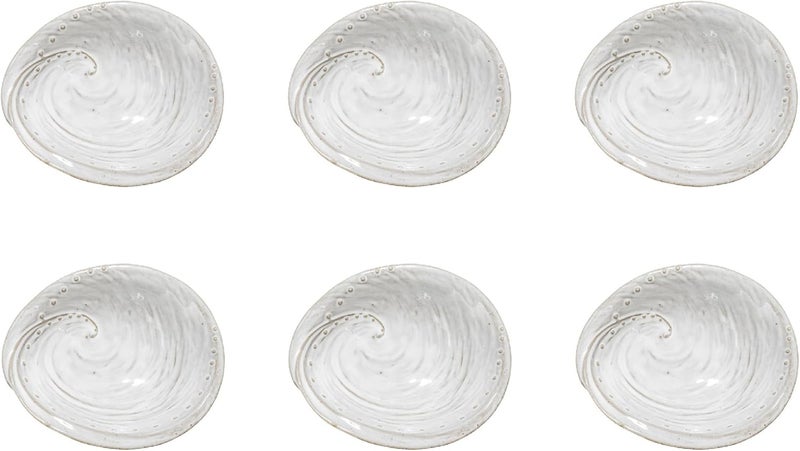 Creative CoOp 625 Inches Stoneware White Shell Abalone Set of 6 Plates - Image 1