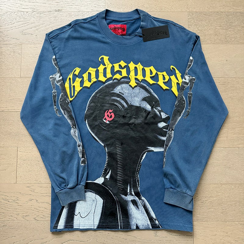 2025 Spring New Trendy Brand Men And Women Couple Wear Large Size Loose Pullover Long-Sleeved T-Shirt Youth Tee - Image 3