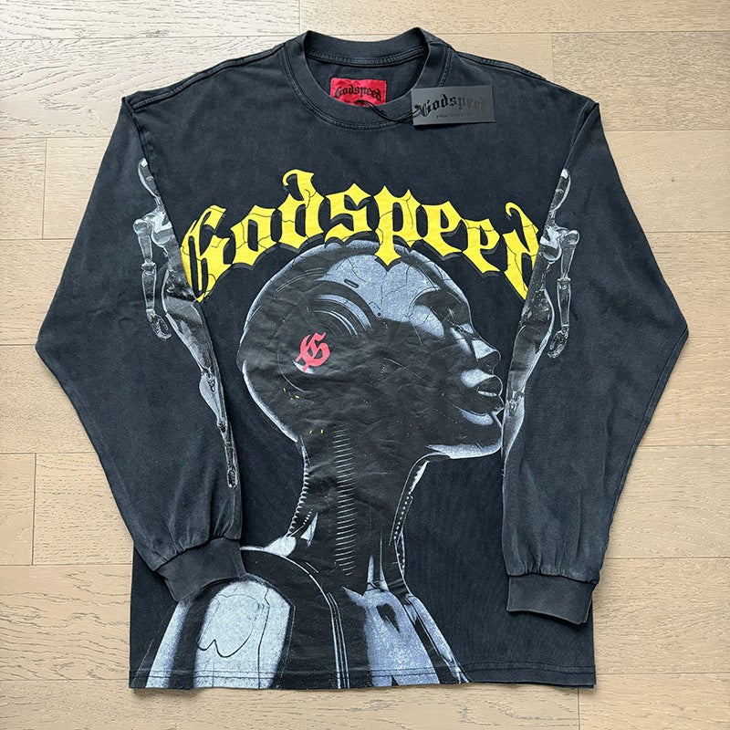 2025 Spring New Trendy Brand Men And Women Couple Wear Large Size Loose Pullover Long-Sleeved T-Shirt Youth Tee - Image 4