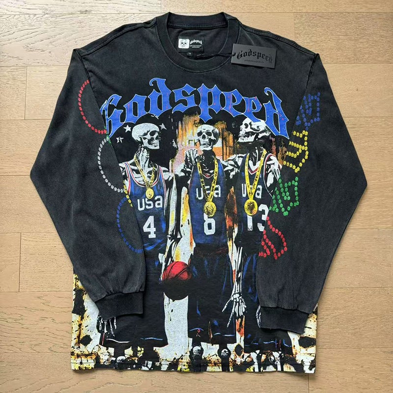 2025 Spring New Trendy Brand Men And Women Couple Wear Large Size Loose Pullover Long-Sleeved T-Shirt Youth Tee - Image 1