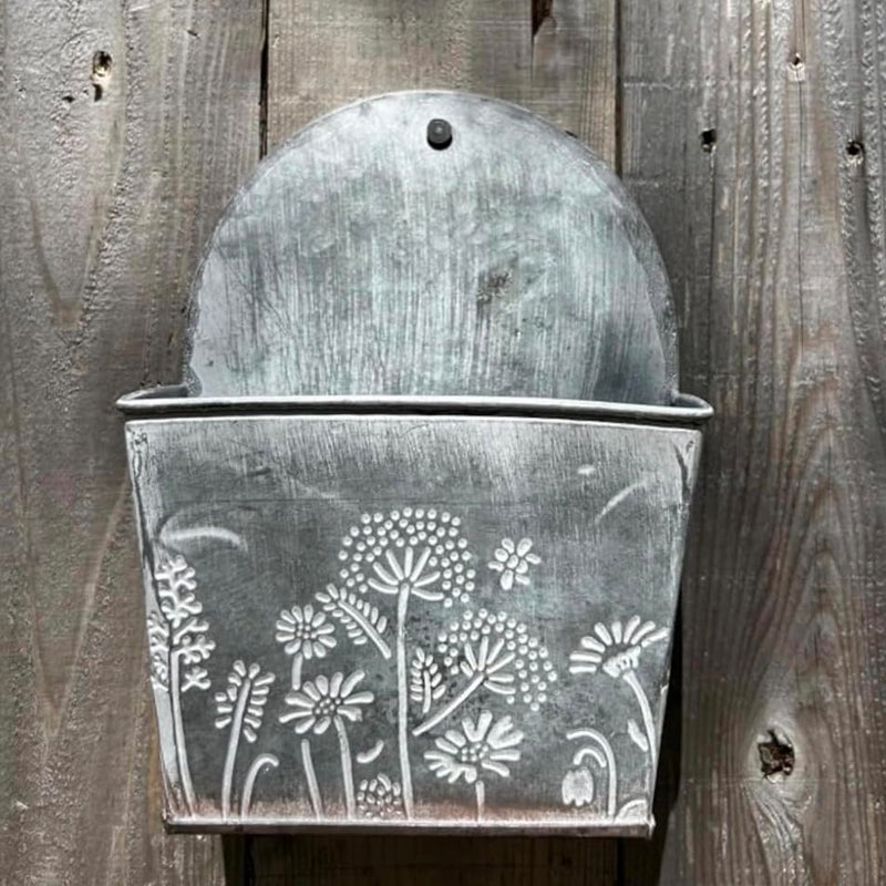 allgala Galvanized Planter Wall Mount Hanging Pot Indoor and Outdoor Decoration-Wall Grey-7"-HD88328 - Image 3
