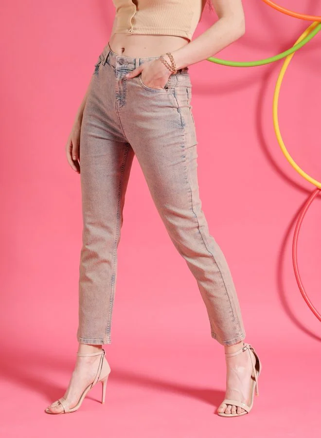 Freehand Women Straight Fit Solid High-Rise Jeans