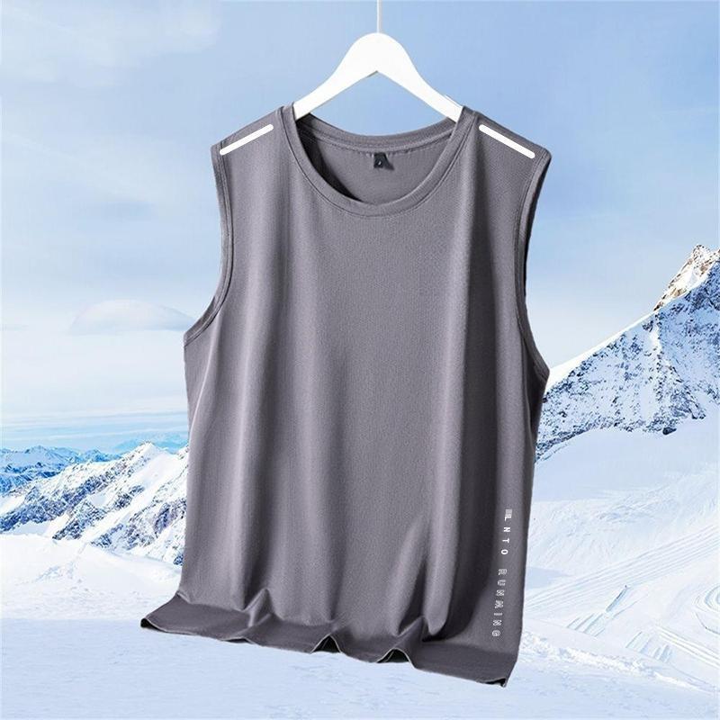 [Lightning Delivery] Ice Silk Vest Loose plus size Summer Thin Fitness Hurdle Sports Waistle Loose Quick-drying Pure gray [two-pole vest]] 