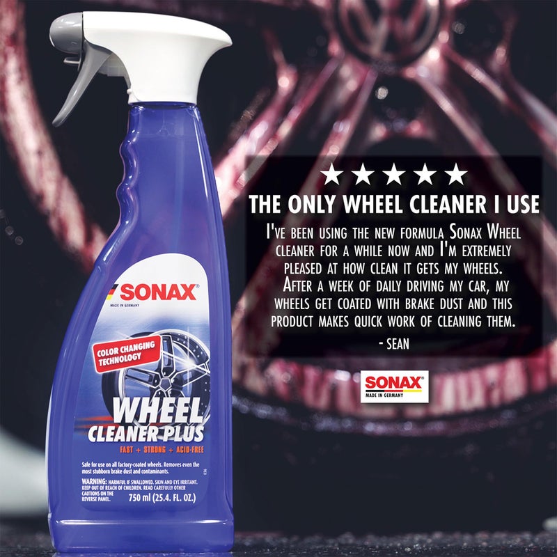 SONAX Wheel Cleaner Plus 230400 | Non-Acid, Color-Changing Rim Cleaner for Brake Dust, Grime, and Dirt Removal | Safe for All Wheels and Finishes | Powerful Deep Cleaning Formula | 750ml (25oz) - Image 4