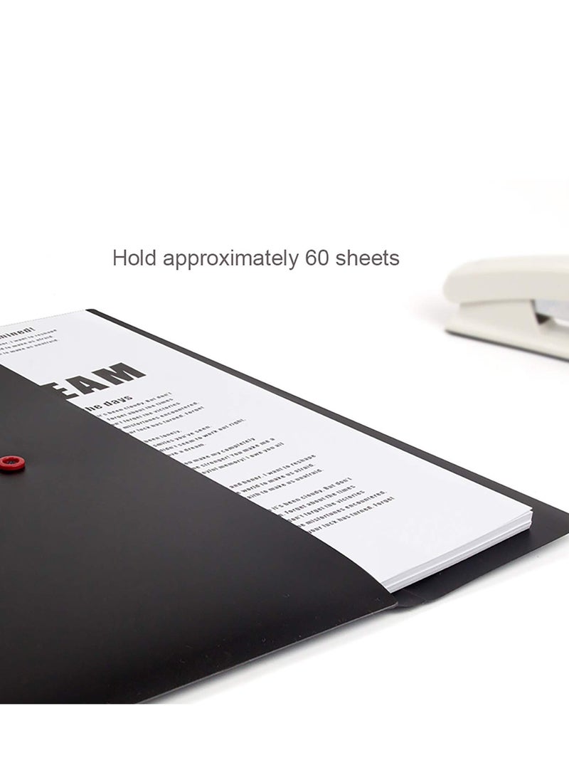 SYOSI - A4 Envelopes Folders, 5 Pieces A4 Plastic Envelopes for Paperwork, Document Folders with Snap Button Closure, Plastic File Folders for School Office Home, A4 Letter Size (Black) - Image 1