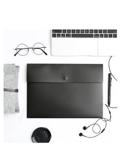 SYOSI A4 Envelopes Folders, 5 Pieces A4 Plastic Envelopes for Paperwork, Document Folders with Snap Button Closure, Plastic File Folders for School Office Home, A4 Letter Size (Black)  - Image 2