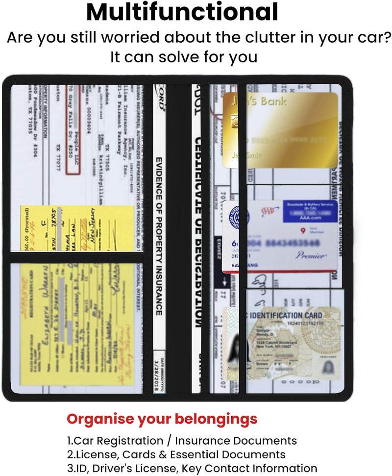 TILDOSAC Car Registration & Insurance Card Holder Leather Auto Glove Box Organizer Document Wallet with Magnetic Shut - Image 2