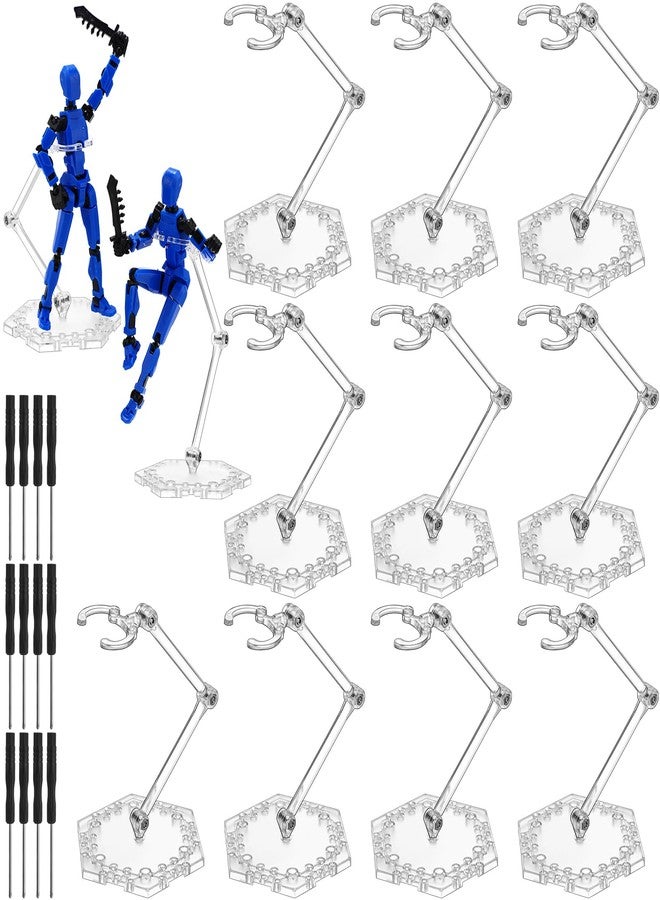 Colingmill 12 Pack Action Figure Stand Model Support Stand Clear Assembly Doll Accessories Action Figure Display Holder Base with Screwdriver Compatible with Gundam Hg/rg 1/144(Hexagon) - Image 1