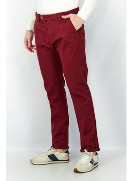 Harmont & Blaine Men Narrow Fit Solid Chino Pants, Burgundy  - Image 3