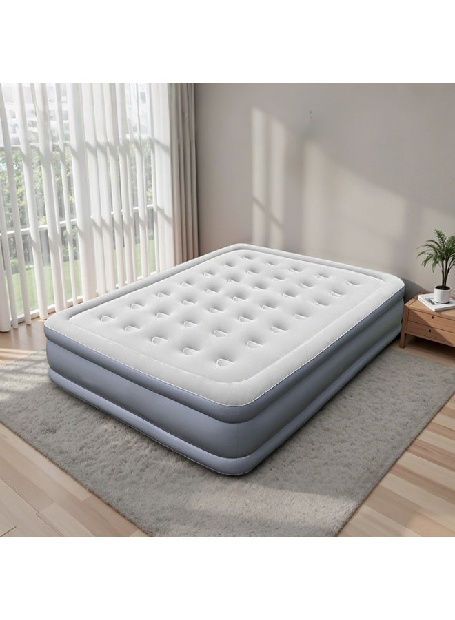 Self-Inflating Air Bed with Built-in Electric Pump, Foldable PVC Flocking Inflatable Mattress for Home, Camping & Guests - Image 1