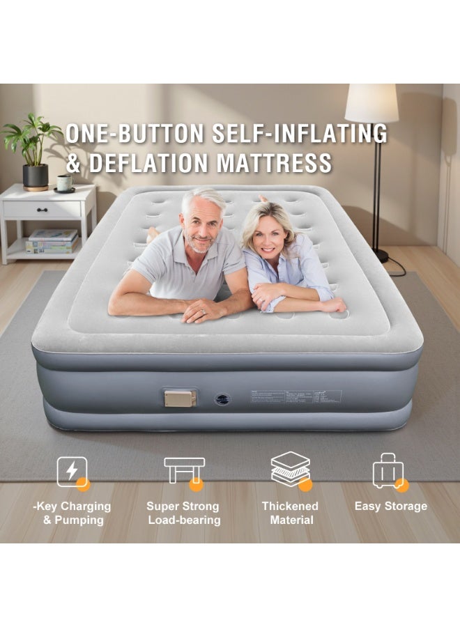 Self-Inflating Air Bed with Built-in Electric Pump, Foldable PVC Flocking Inflatable Mattress for Home, Camping & Guests - Image 2