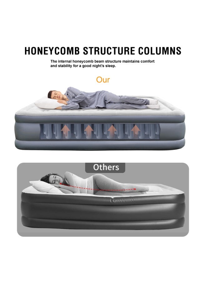 Self-Inflating Air Bed with Built-in Electric Pump, Foldable PVC Flocking Inflatable Mattress for Home, Camping & Guests - Image 3