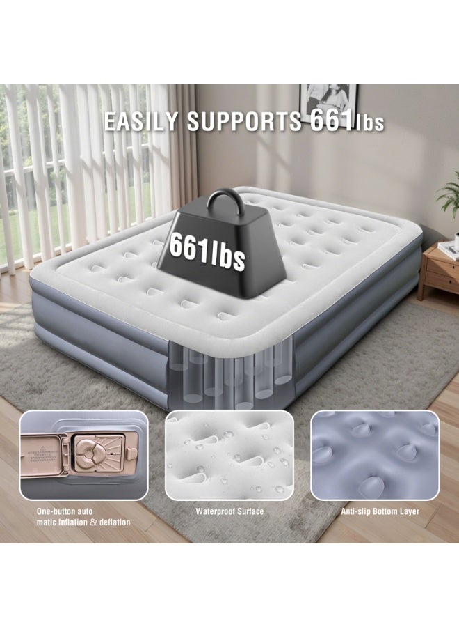 Self-Inflating Air Bed with Built-in Electric Pump, Foldable PVC Flocking Inflatable Mattress for Home, Camping & Guests - Image 4