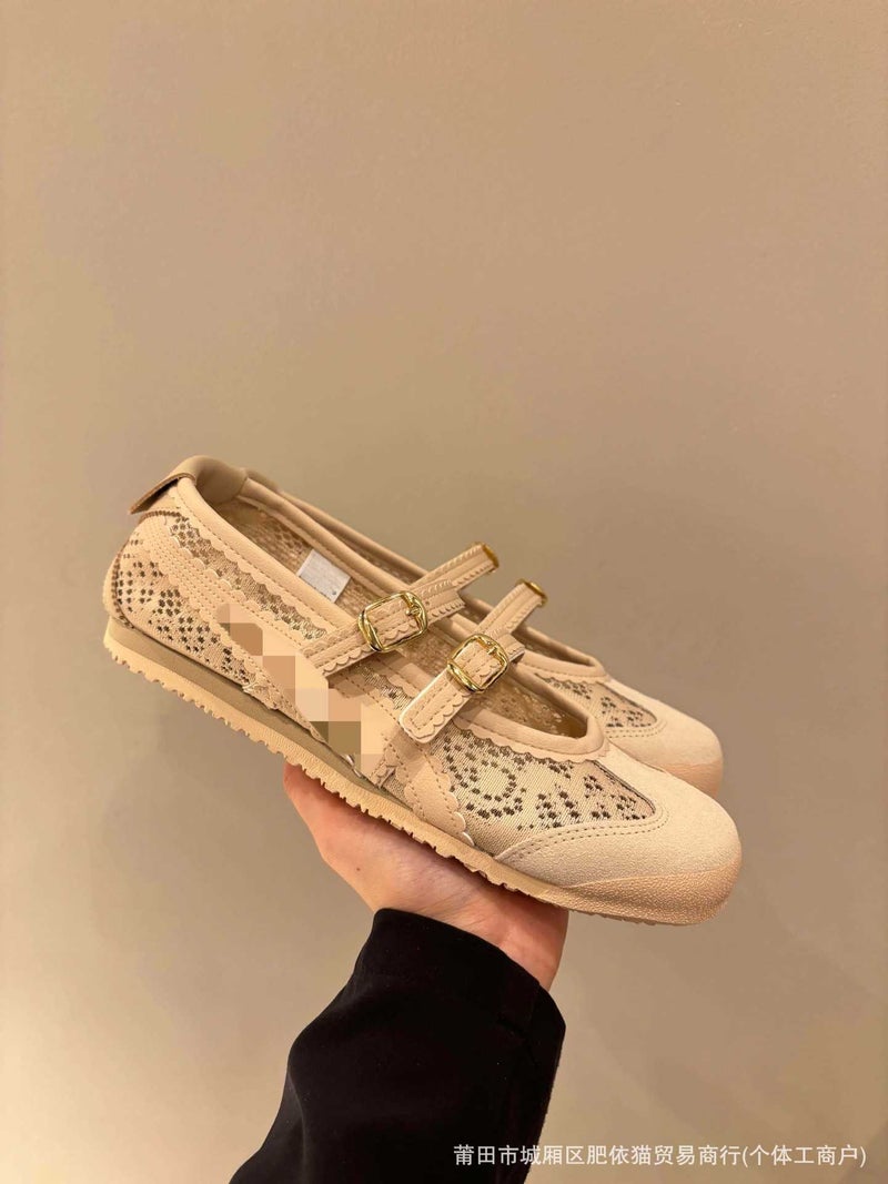 Tiger TGRS Mary Jane Ballet Flats for Women - Calfskin Leather, Low Heel, Round Toe, Sparkle Princess Style, Lightweight Casual Shoes