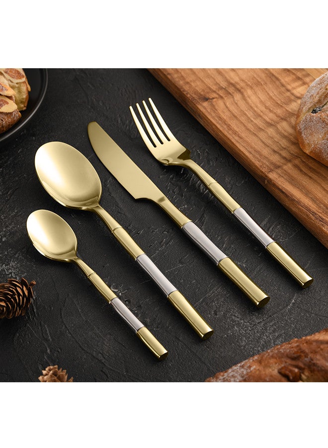 Lion 4-Piece Stainless Steel Cutlery Set Gold/Silver, Service for 1 