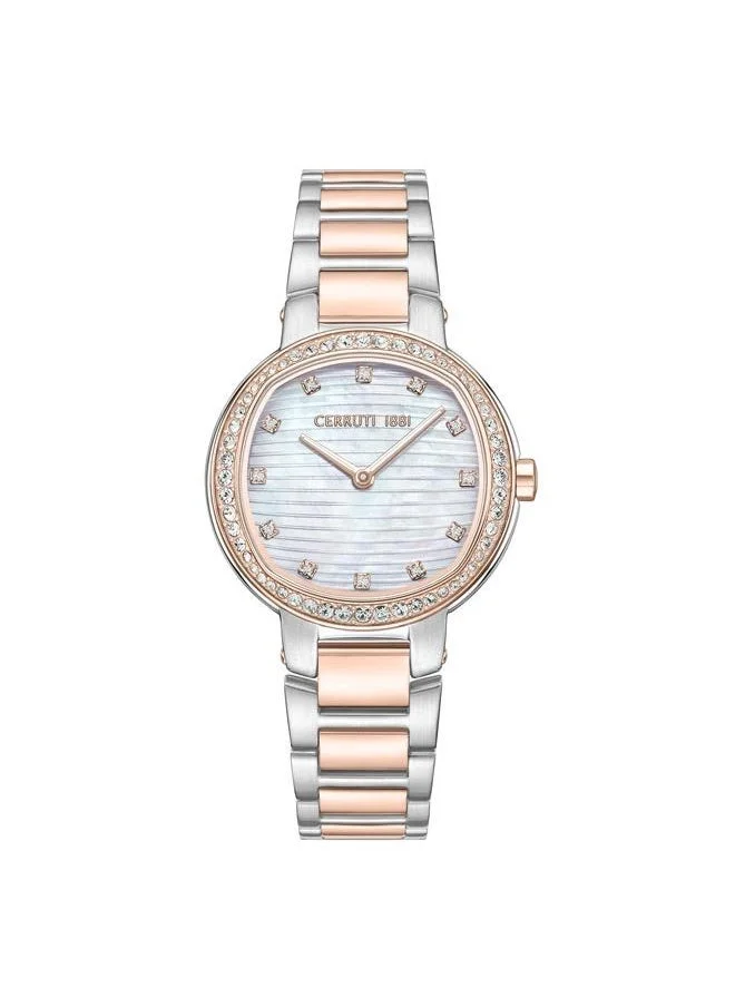 CERRUTI 1881 Bellegra Women's 32mm Watch with White Mother-of-pearl Dial & Two-toned Stainless Steel Bracelet