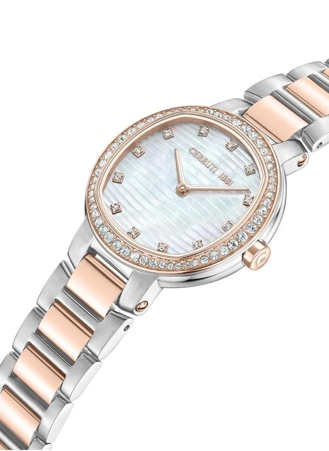 CERRUTI 1881 Bellegra Women's 32mm Watch with White Mother-of-pearl Dial & Two-toned Stainless Steel Bracelet