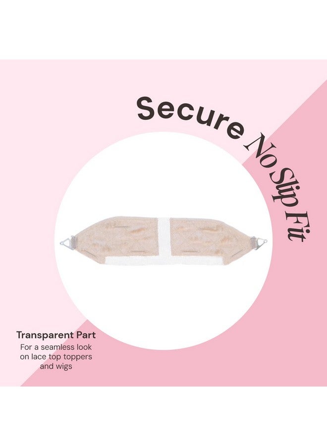 MILANO COLLECTION Lace Top Grip Comfort Band, Adjustable Velvet Band for Larger Base Toppers & Wigs, Non-Slip Glueless Wig Band, Washable, Beige, Large - Image 3