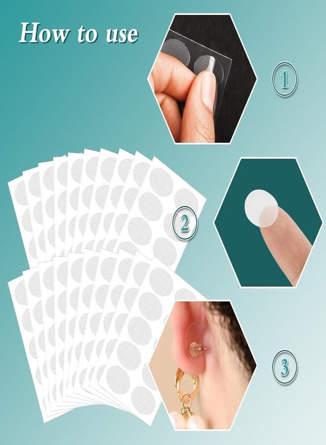 ٥٠٠ قطعة من لصقات دعم شحمة الأذن للأقراط، ملصقات أقراط شفافة للأقراط الثقيلة (١٫٥ × ١٫٢ سم) وأغطية أقراط للرياضة، لصقات دعم شحمة الأذن للاستخدام طويل الأمد - Image 3