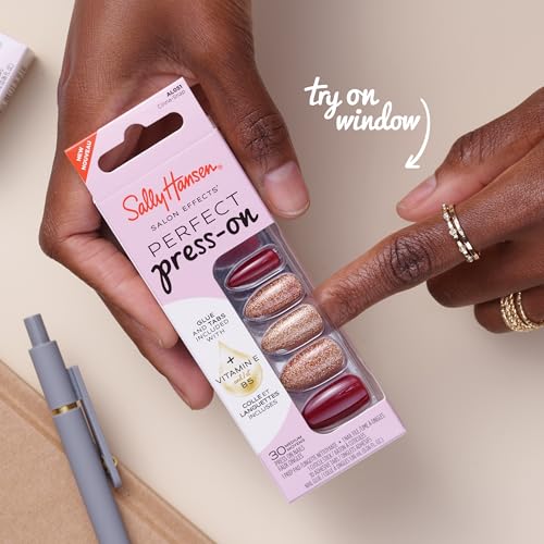 Sally Hansen Salon Effects Perfect Press-On Nails | Almond Shape | Easy to Apply, Non-Damaging | 30 Nails, Nail Glue, Adhesive Tabs, File | ASAP Apple - Image 5