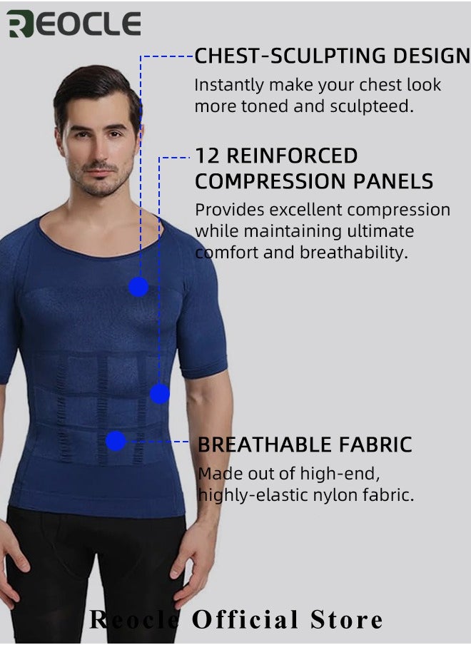 REOCLE Men's Shaper Compression Shirt Undershirt Slimming Tank Top Workout Vest Abdomen Slim Body Shaper Athletic Compression Shirts  - Image 4