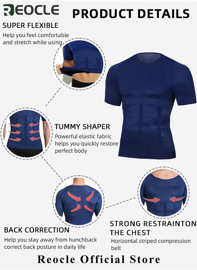 REOCLE Men's Shaper Compression Shirt Undershirt Slimming Tank Top Workout Vest Abdomen Slim Body Shaper Athletic Compression Shirts  - Image 5