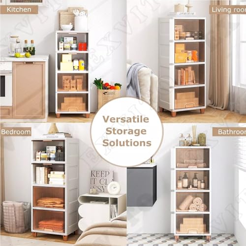 EXVITO 2 Door Plastic Cupboard for Storage - Collapsible Wardrobes for Clothes | Almirah for Clothes | Folding Storage Box | Stackable Storage Bins with Door Space Saving Closet - NUT Brown - Image 5