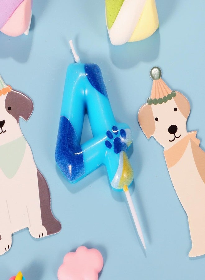 IDIJOLI Blue 4th Birthday Candle Dog and Cat Paw Number 4 Candles Birthday Cake Topper Cupcake Decorations for Boy and Dogs Party Decor Anniversary Celebrations Supplies - Image 2