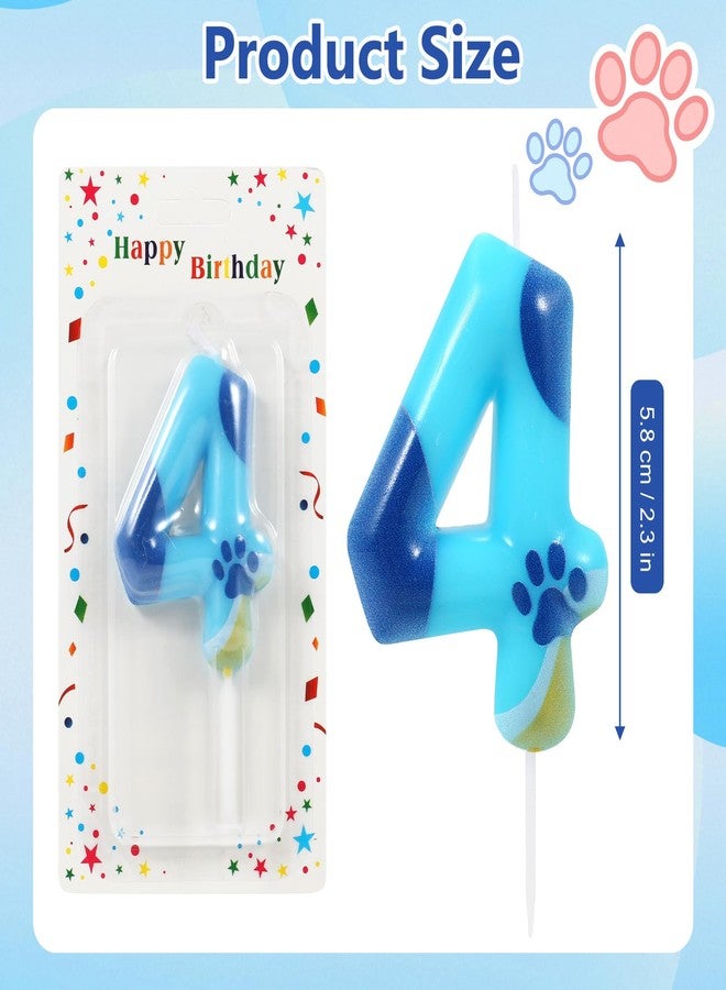 IDIJOLI Blue 4th Birthday Candle Dog and Cat Paw Number 4 Candles Birthday Cake Topper Cupcake Decorations for Boy and Dogs Party Decor Anniversary Celebrations Supplies - Image 3