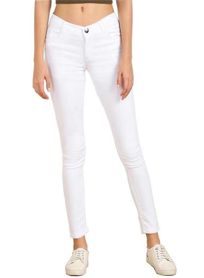 Nifty Women's Denim Stretchable Slim Fit Jeans (Jean_PLN_White_34) - Image 1