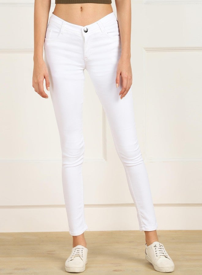 Nifty Women's Denim Stretchable Slim Fit Jeans (Jean_PLN_White_34) - Image 2