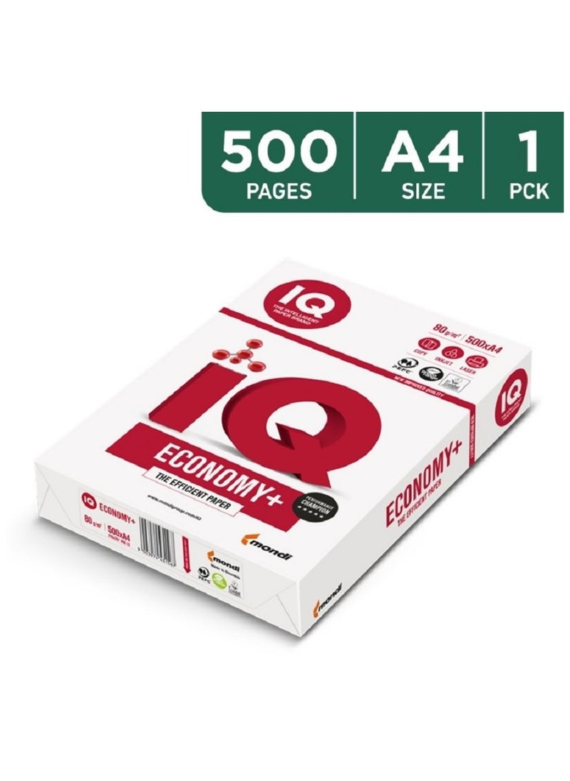 IQ - Mondi IQ Economy+ A4 Size Copy Paper, 80 GSM- Pack Of 500 Sheets - Image 1