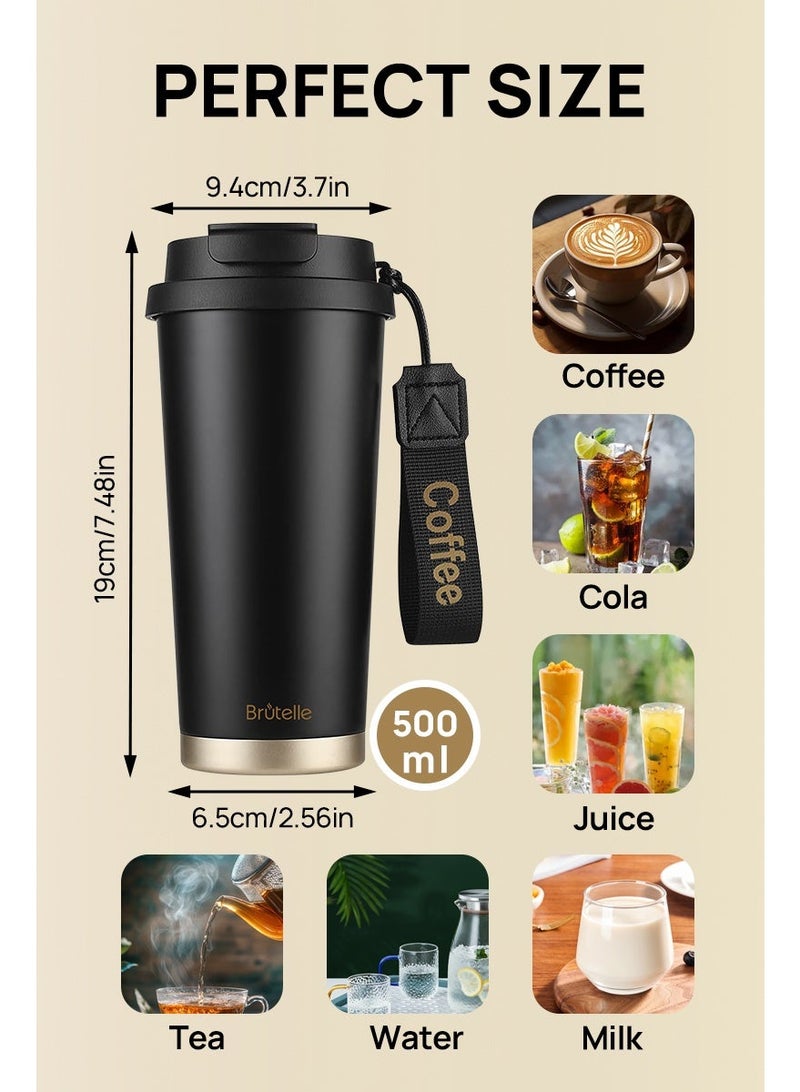 Brutelle V60 Coffee Mug 500ML Stainless Steel Vacuum Tumbler – Insulated Cold & Hot Leakproof Travel Cup with Straw for Americano, Espresso, Pour Over, Cold Brew - Image 3