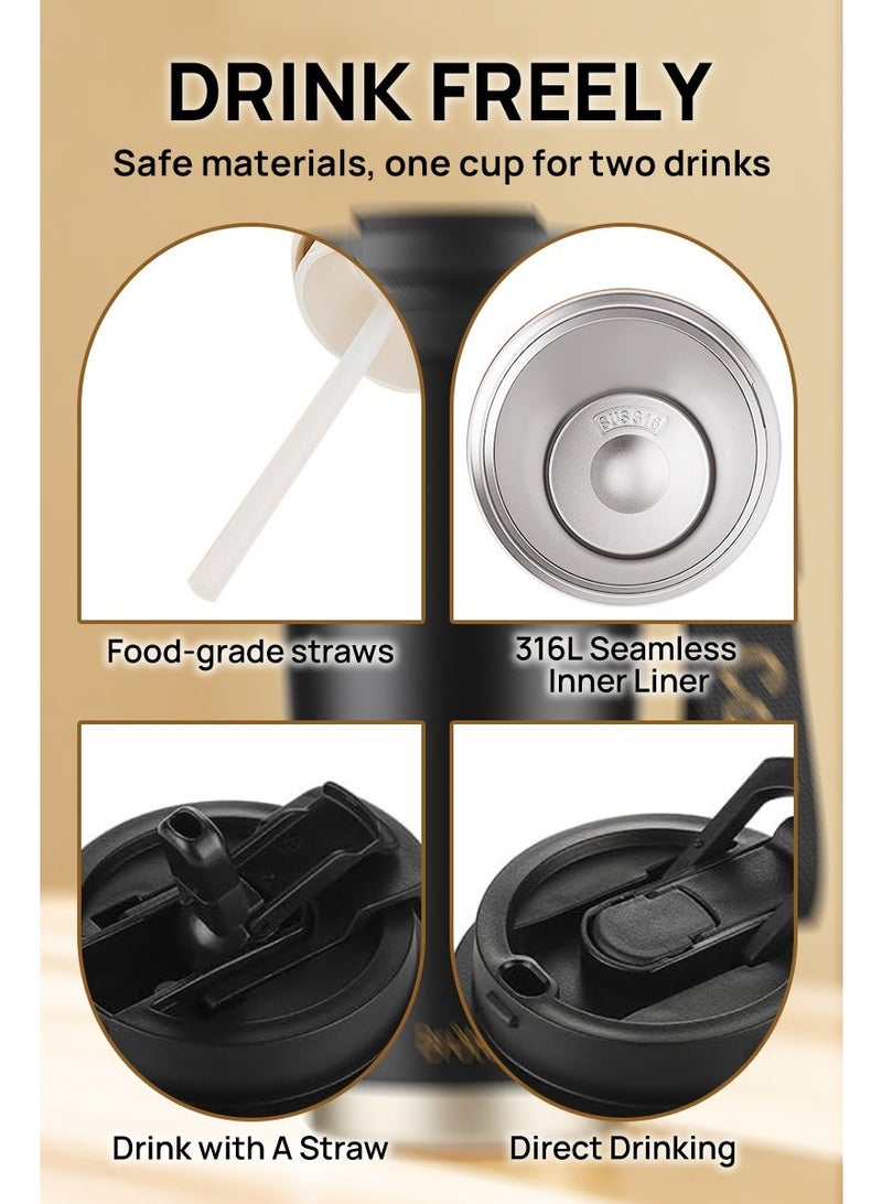 Brutelle V60 Coffee Mug 500ML Stainless Steel Vacuum Tumbler – Insulated Cold & Hot Leakproof Travel Cup with Straw for Americano, Espresso, Pour Over, Cold Brew - Image 4