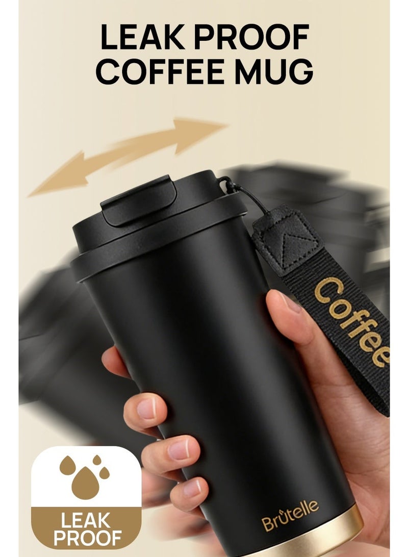 Brutelle V60 Coffee Mug 500ML Stainless Steel Vacuum Tumbler – Insulated Cold & Hot Leakproof Travel Cup with Straw for Americano, Espresso, Pour Over, Cold Brew - Image 2