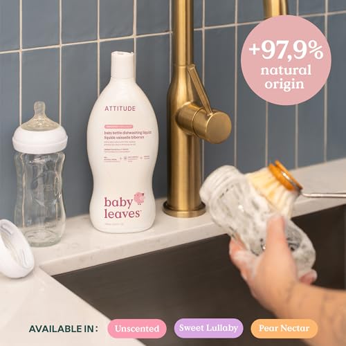 ATTITUDE Baby Dish Soap and Bottle Cleaner, EWG Verified Dishwashing Liquid, No Added Dyes or Fragrances, Tough on Milk Residue and Grease, Vegan, Pear Nectar, 23.7 Fl Oz - Image 3