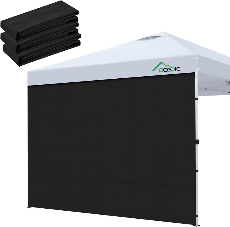 Acepic Pack of 3 side walls for gazebo 3 x 3 m, gazebos side wall for garden gazebo and folding gazebo with Velcro fastener, 210D waterproof, black, without canopy - Image 1