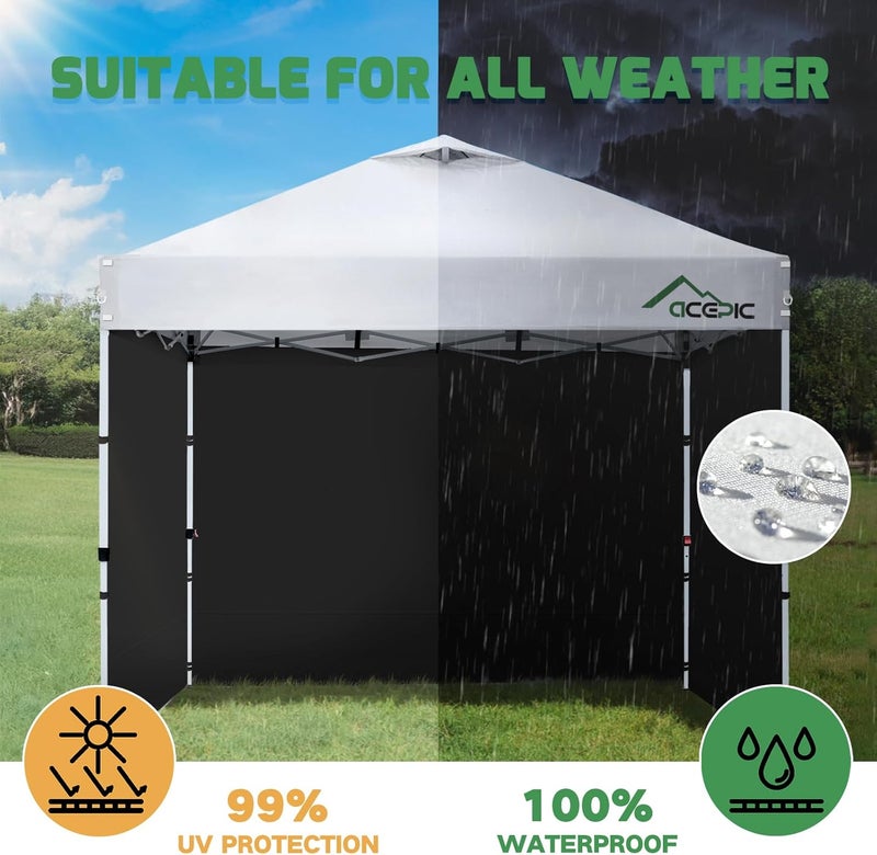 Acepic Pack of 3 side walls for gazebo 3 x 3 m, gazebos side wall for garden gazebo and folding gazebo with Velcro fastener, 210D waterproof, black, without canopy - Image 5