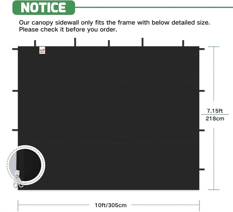 Acepic Pack of 3 side walls for gazebo 3 x 3 m, gazebos side wall for garden gazebo and folding gazebo with Velcro fastener, 210D waterproof, black, without canopy - Image 4