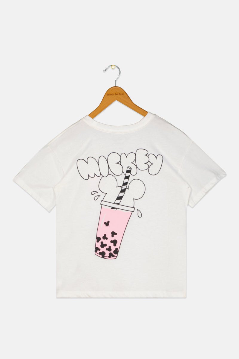 GAP تي شيرت قصير الأكمام بنات للأطفال بتصميم جرافيكي، أبيض - Image 2