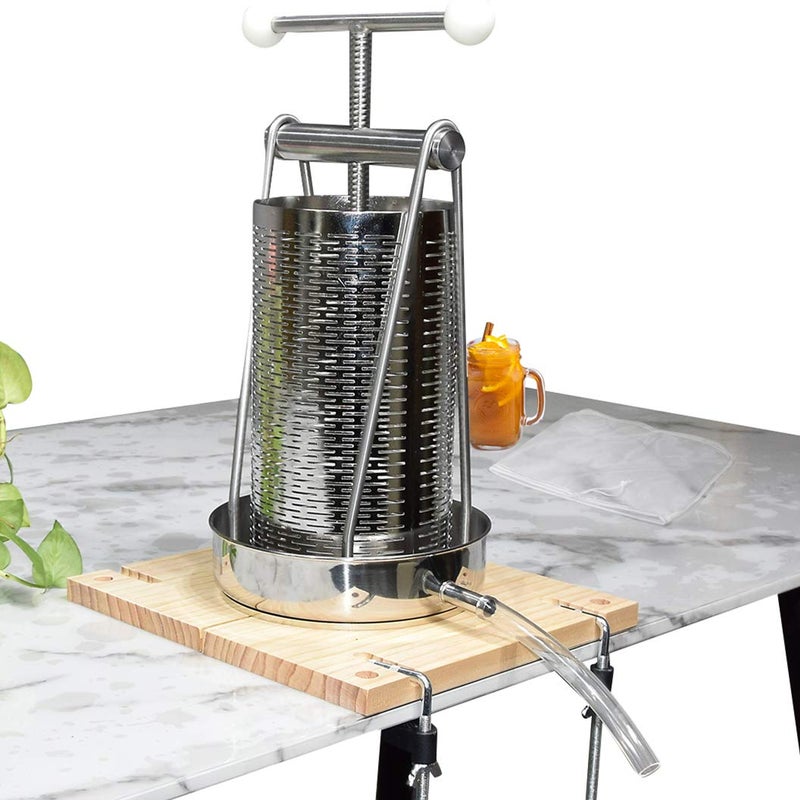 SQUEEZE master Fruit Wine Tincture Herb Cheese Manual Tabletop Press making Apple Cider132Gallon 5 Litre allinone Stainless SteelLaborsaving Handle Barfor JuiceNut Milk Olive Oil