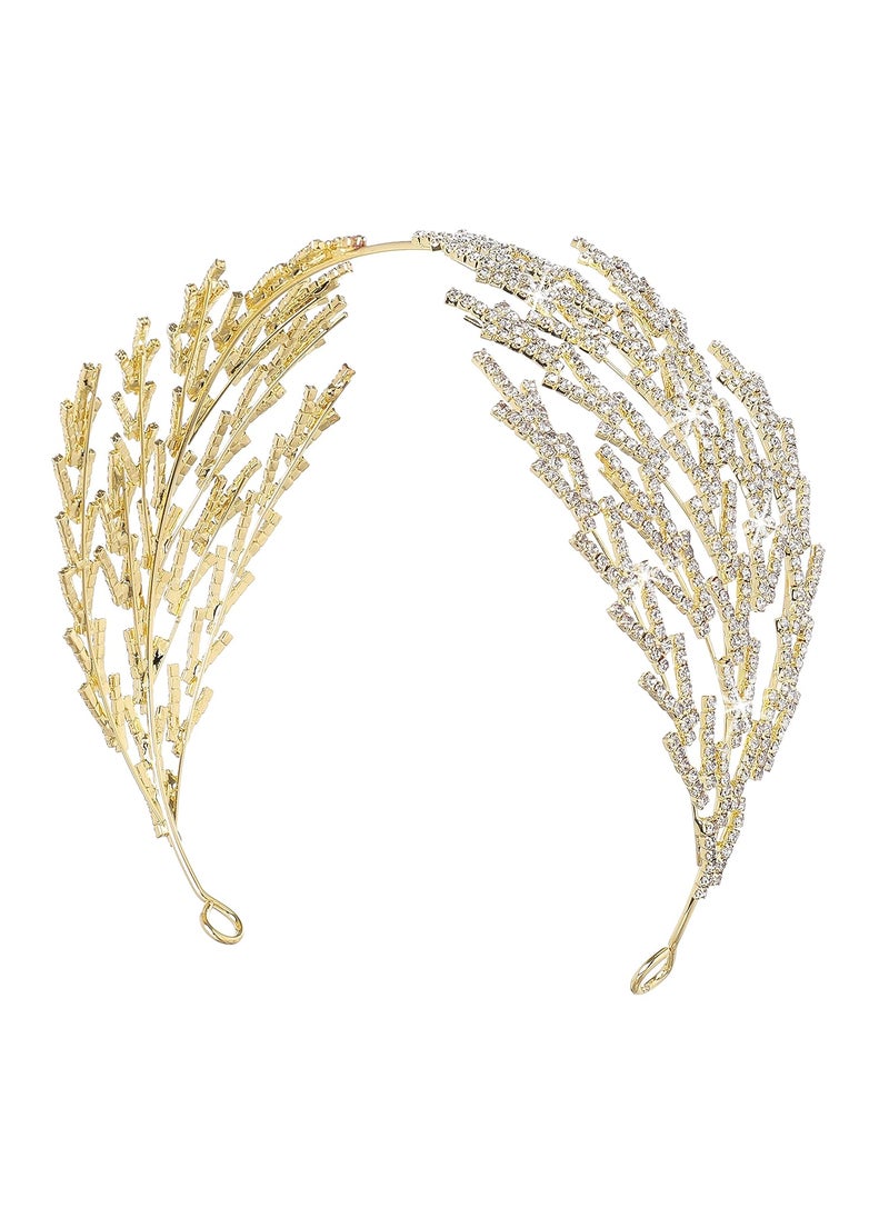 Coucoland - Coucoland Wedding Headpiece for Bride  Hair Jewelry Wedding Headband Tiara Leaf Headband Crown Tiara Bridal Gold Headpiece - Image 1