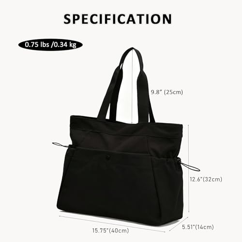 DLLTFPFE Yoga Bags for Women Gym Tote Bag with Adjustable Mat Holder Shoulder Bags Carrier Carryall for Yoga Pilates Travel Beach Work-Black - Image 4