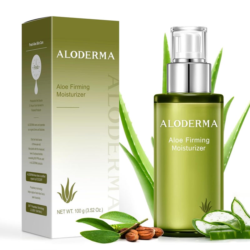Aloderma Aloe Vera Firming Facial Moisturizer with 72 Organic Ingredients  Nourishing  Replenishing  Natural Face Lotion for Aging Skin  Smooths the Appearance of Fine Lines  Wrinkles 35oz