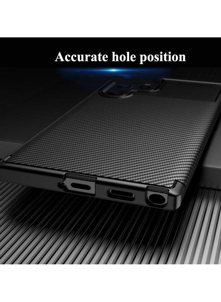 حافظة لهاتف سامسونج جالاكسي S25 ألترا، نسيج ألياف الكربون، غلاف هاتف مقاوم للصدمات، قبضة مريحة، أقوى حافظة متينة - أسود - Image 5