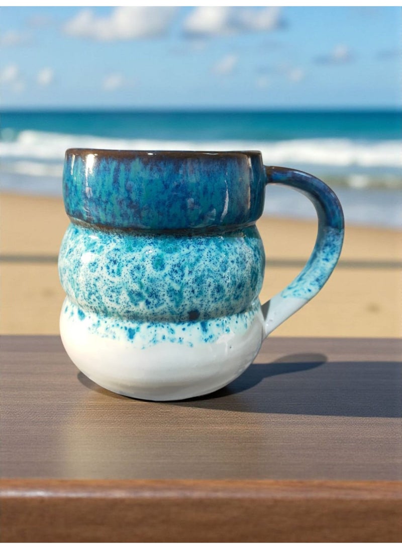 كلور زون بوتري مج 200 ملي بشكل مميز ، آمن للاستخدام في الميكروويف، مصنوع يدويًا من الفخار - Image 1