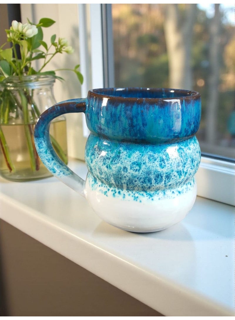 كلور زون بوتري مج 200 ملي بشكل مميز ، آمن للاستخدام في الميكروويف، مصنوع يدويًا من الفخار - Image 3