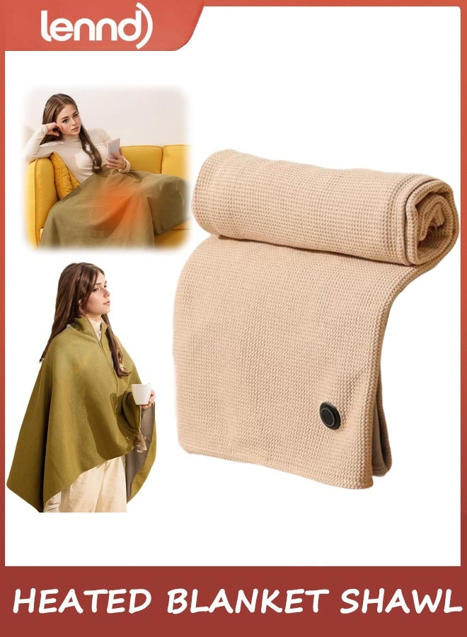 لينند البطانية المحمولة الساخنة شال لف للنساء ، بطانية التدفئة الكهربائية USB 150 سم * 80 سم ، شال كهربائي سريع دافئ قابل للارتداء ، غسالة آلة الساخنة لف الرقبة والكتف (البريكوس) - Image 1